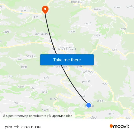 חלוץ to גורנות הגליל map