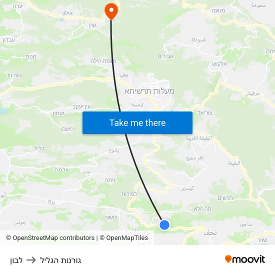 לבון to גורנות הגליל map
