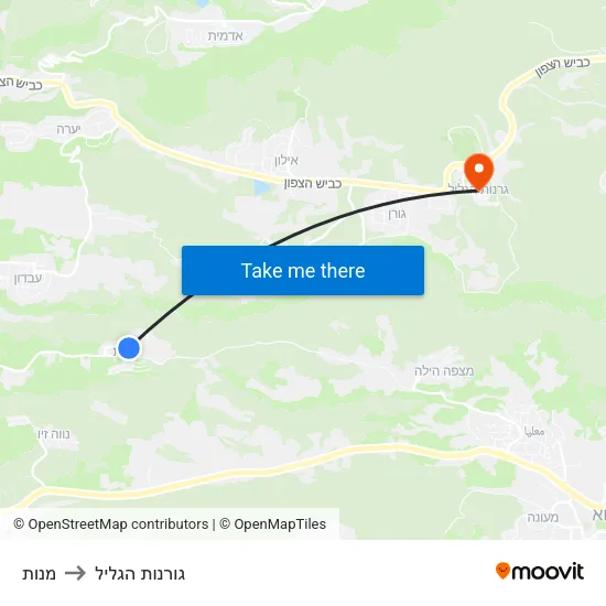 מנות to גורנות הגליל map