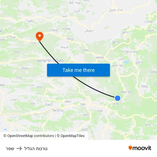 שפר to גורנות הגליל map