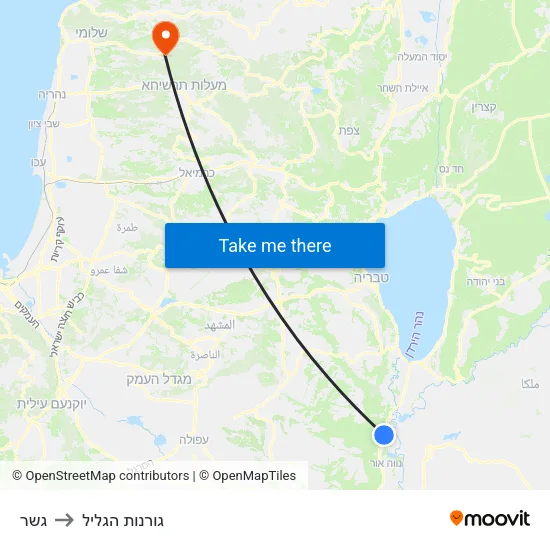 גשר to גורנות הגליל map