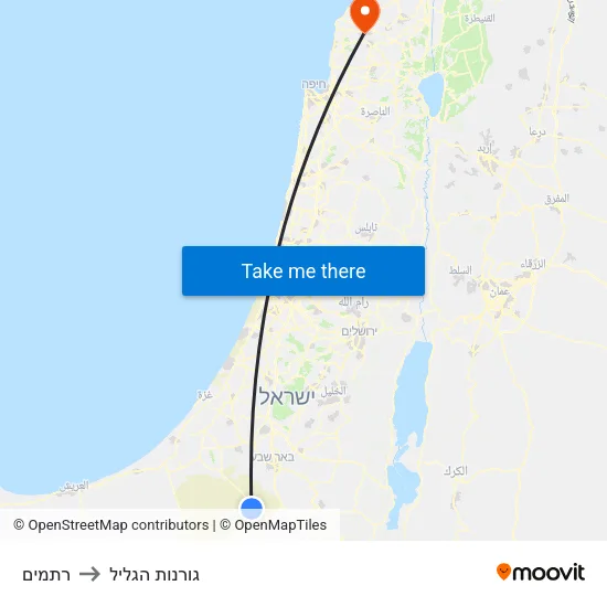 רתמים to גורנות הגליל map