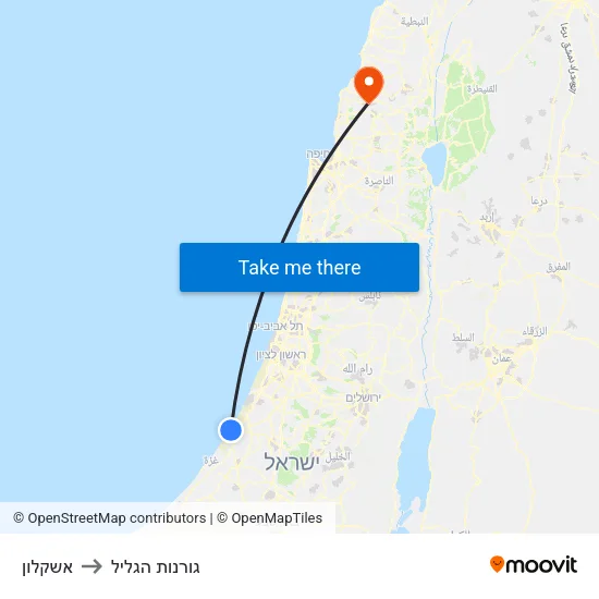 אשקלון to גורנות הגליל map