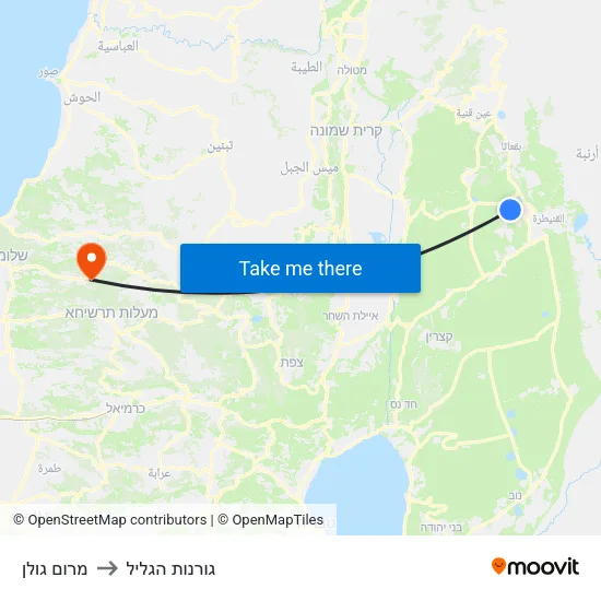 מרום גולן to גורנות הגליל map