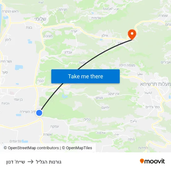 שייח' דנון to גורנות הגליל map