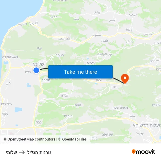 שלומי to גורנות הגליל map