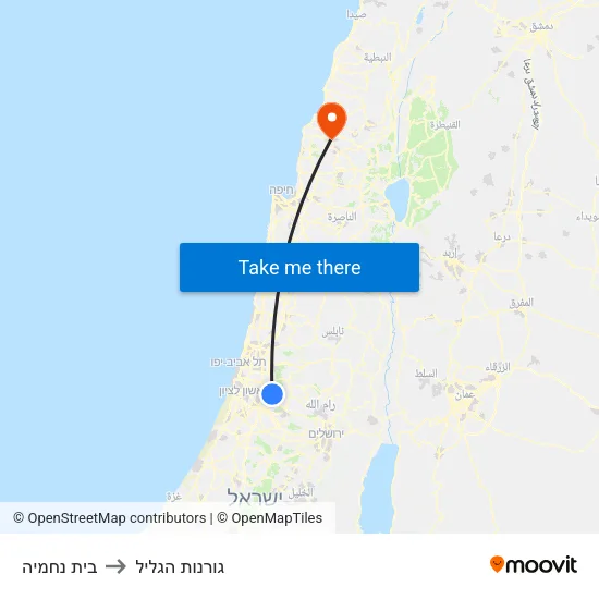 בית נחמיה to גורנות הגליל map