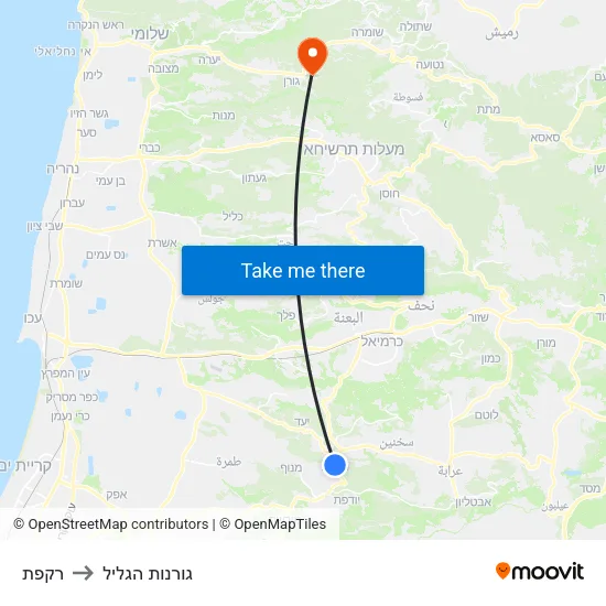 רקפת to גורנות הגליל map