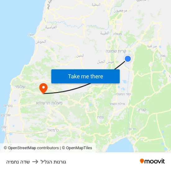 שדה נחמיה to גורנות הגליל map