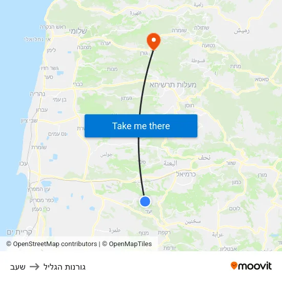 שעב to גורנות הגליל map