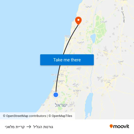 קריית מלאכי to גורנות הגליל map