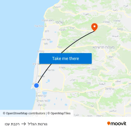רכבת עכו to גורנות הגליל map