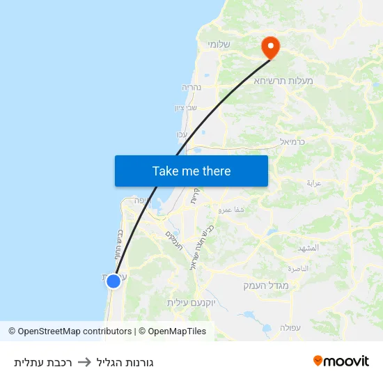 רכבת עתלית to גורנות הגליל map