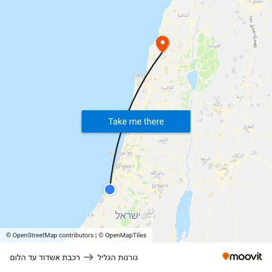 רכבת אשדוד עד הלום to גורנות הגליל map