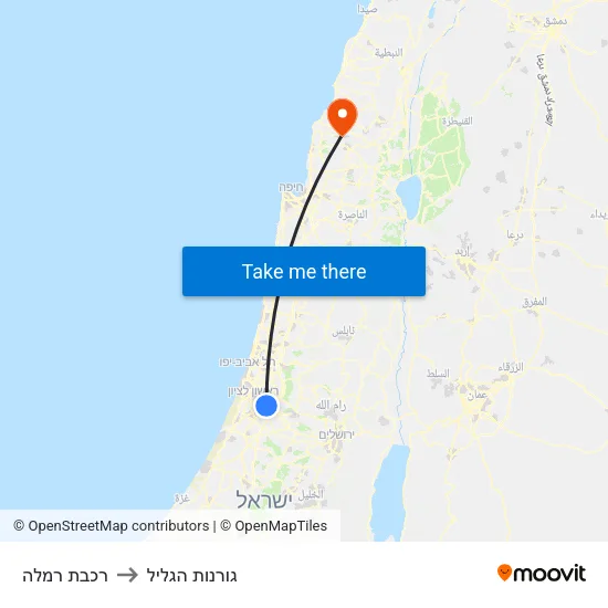 רכבת רמלה to גורנות הגליל map