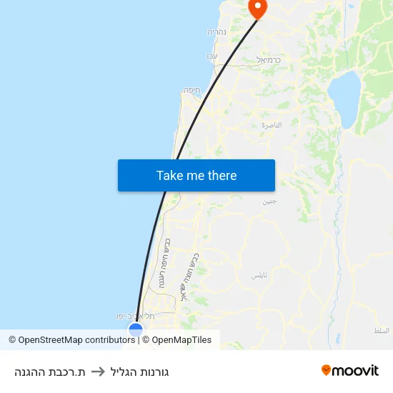 ת.רכבת ההגנה to גורנות הגליל map