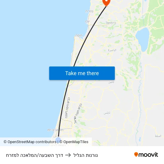 דרך השבעה/המלאכה למזרח to גורנות הגליל map
