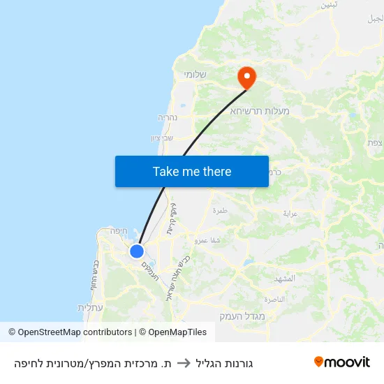 ת. מרכזית המפרץ/מטרונית לחיפה to גורנות הגליל map
