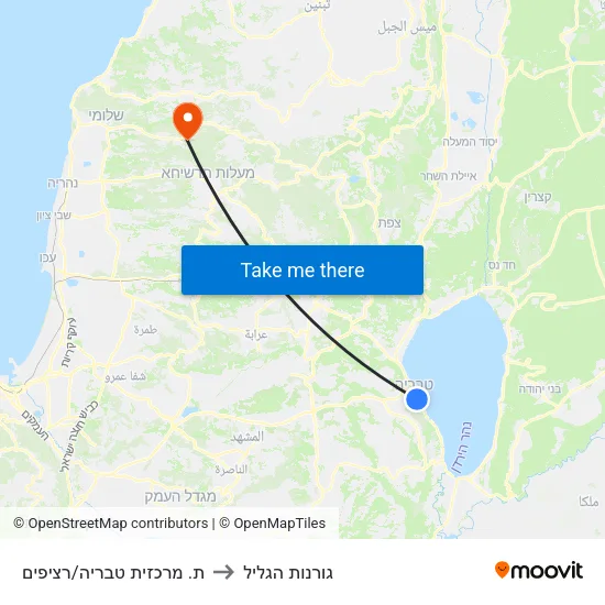 ת. מרכזית טבריה/רציפים to גורנות הגליל map