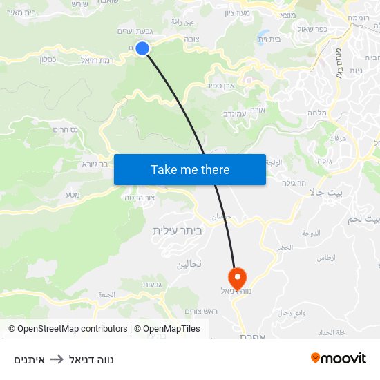 איתנים to נווה דניאל map