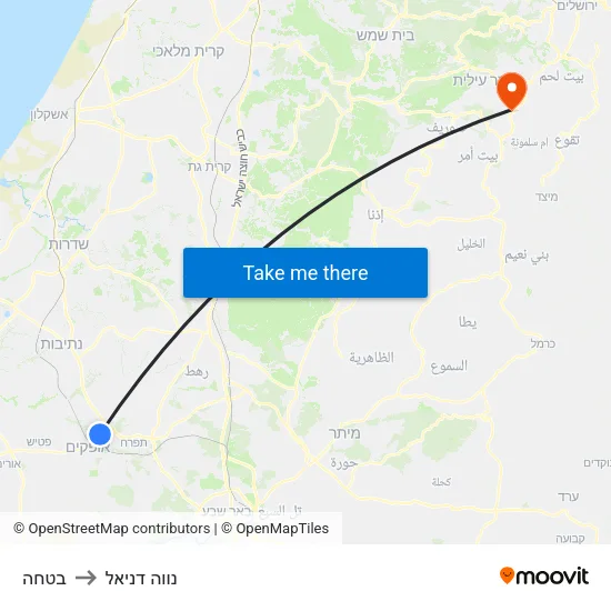 בטחה to נווה דניאל map