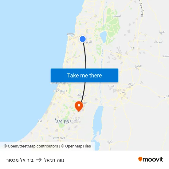 ביר אל-מכסור to נווה דניאל map