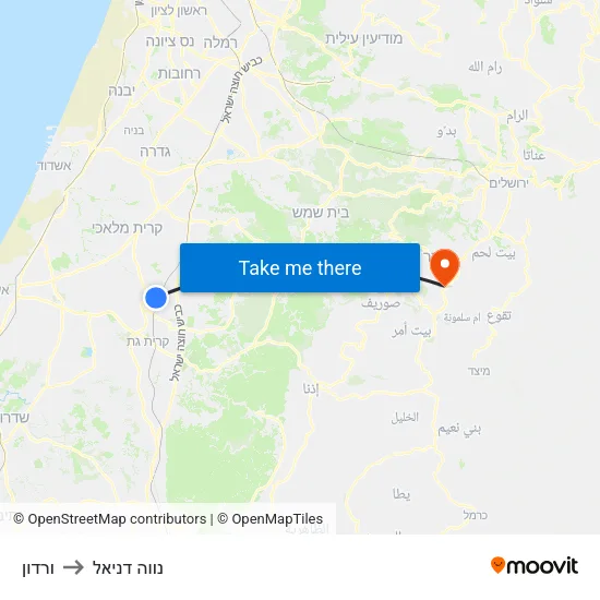 ורדון to נווה דניאל map