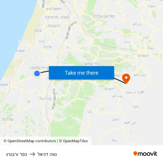 כפר ורבורג to נווה דניאל map