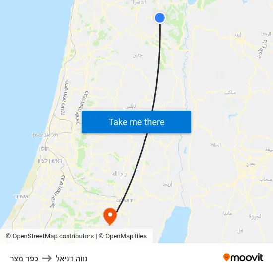 כפר מצר to נווה דניאל map