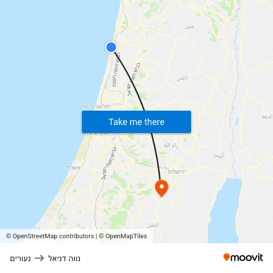 נעורים to נווה דניאל map