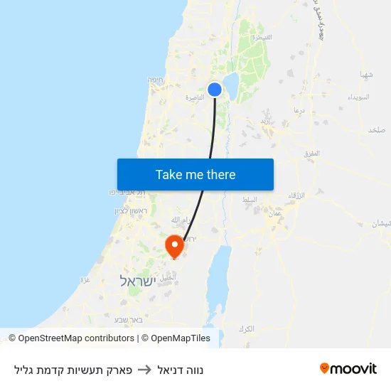 פארק תעשיות קדמת גליל to נווה דניאל map