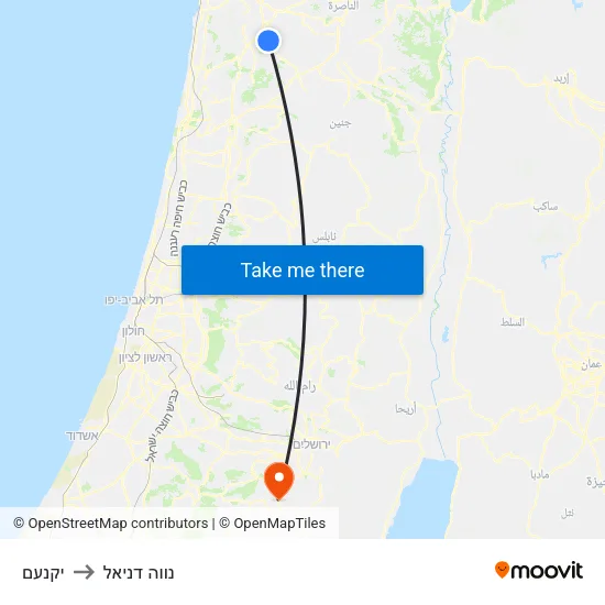 יקנעם to נווה דניאל map