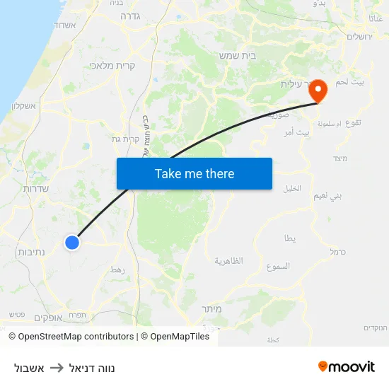 אשבול to נווה דניאל map