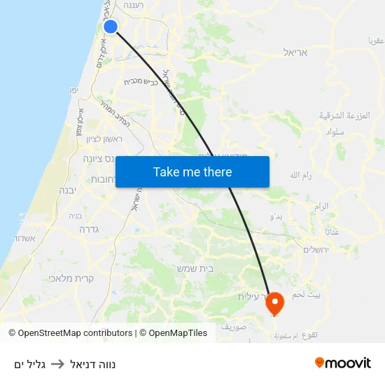 גליל ים to נווה דניאל map
