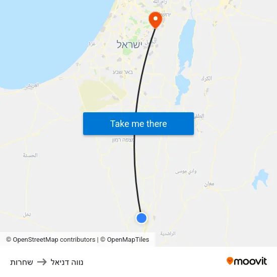 שחרות to נווה דניאל map