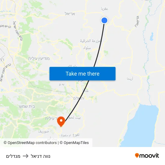 מגדלים to נווה דניאל map