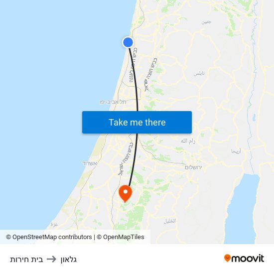 בית חירות to גלאון map