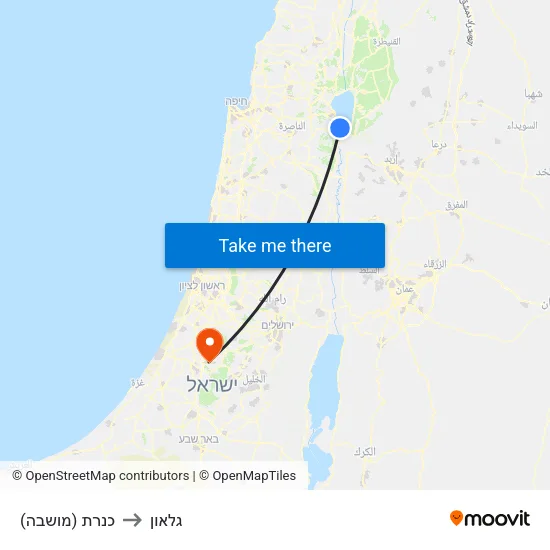 כנרת (מושבה) to גלאון map