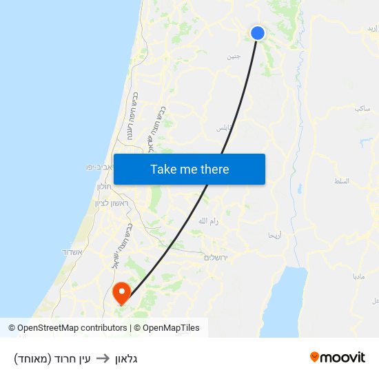 עין חרוד (מאוחד) to גלאון map