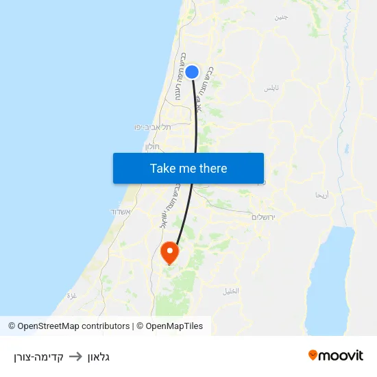 קדימה-צורן to גלאון map
