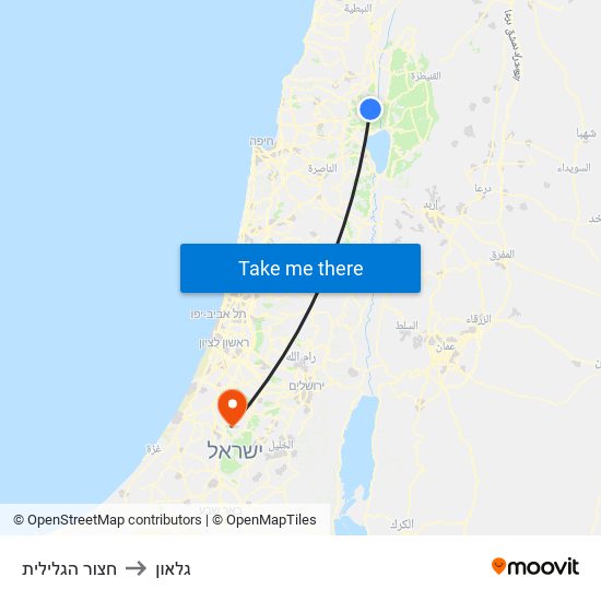 חצור הגלילית to גלאון map