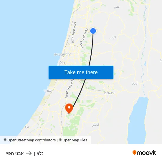 אבני חפץ to גלאון map