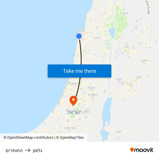 החותרים to גלאון map