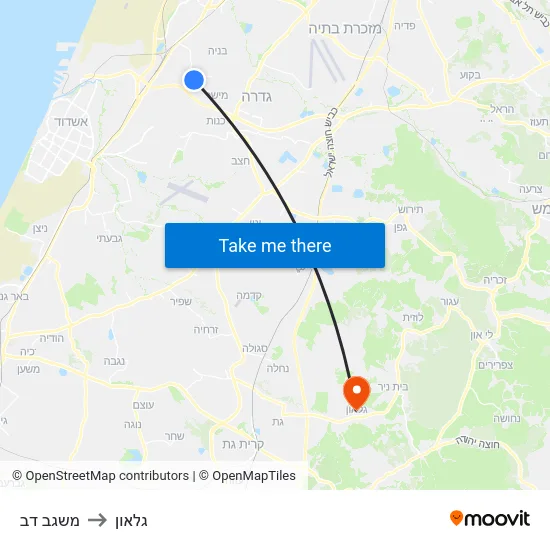 משגב דב to גלאון map