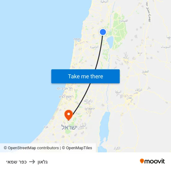 כפר שמאי to גלאון map