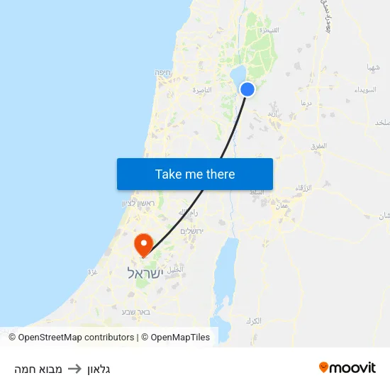 מבוא חמה to גלאון map