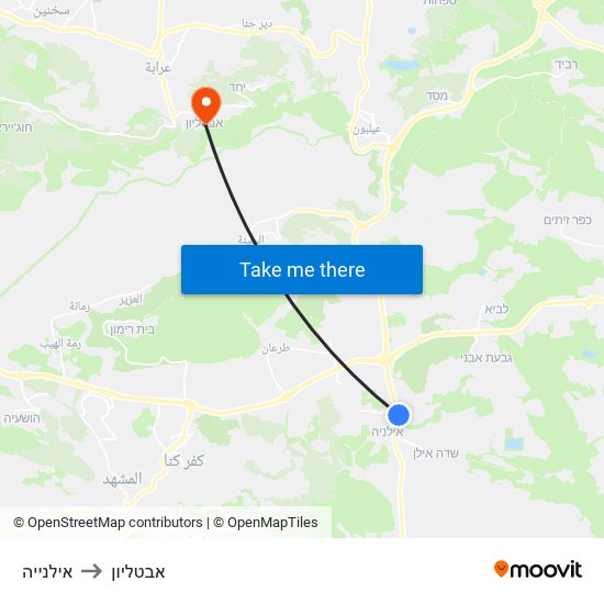 אילנייה to אבטליון map