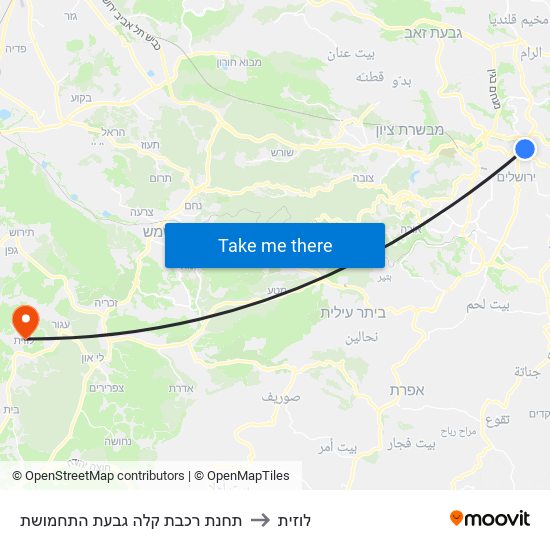 תחנת רכבת קלה גבעת התחמושת to לוזית map