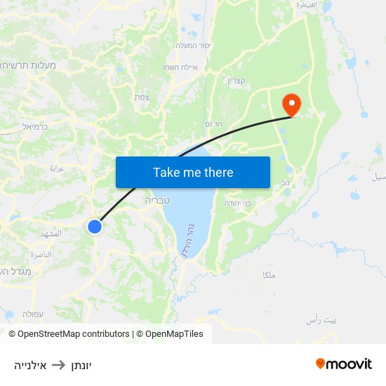 אילנייה to יונתן map