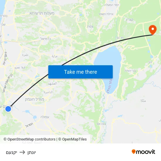 יקנעם to יונתן map